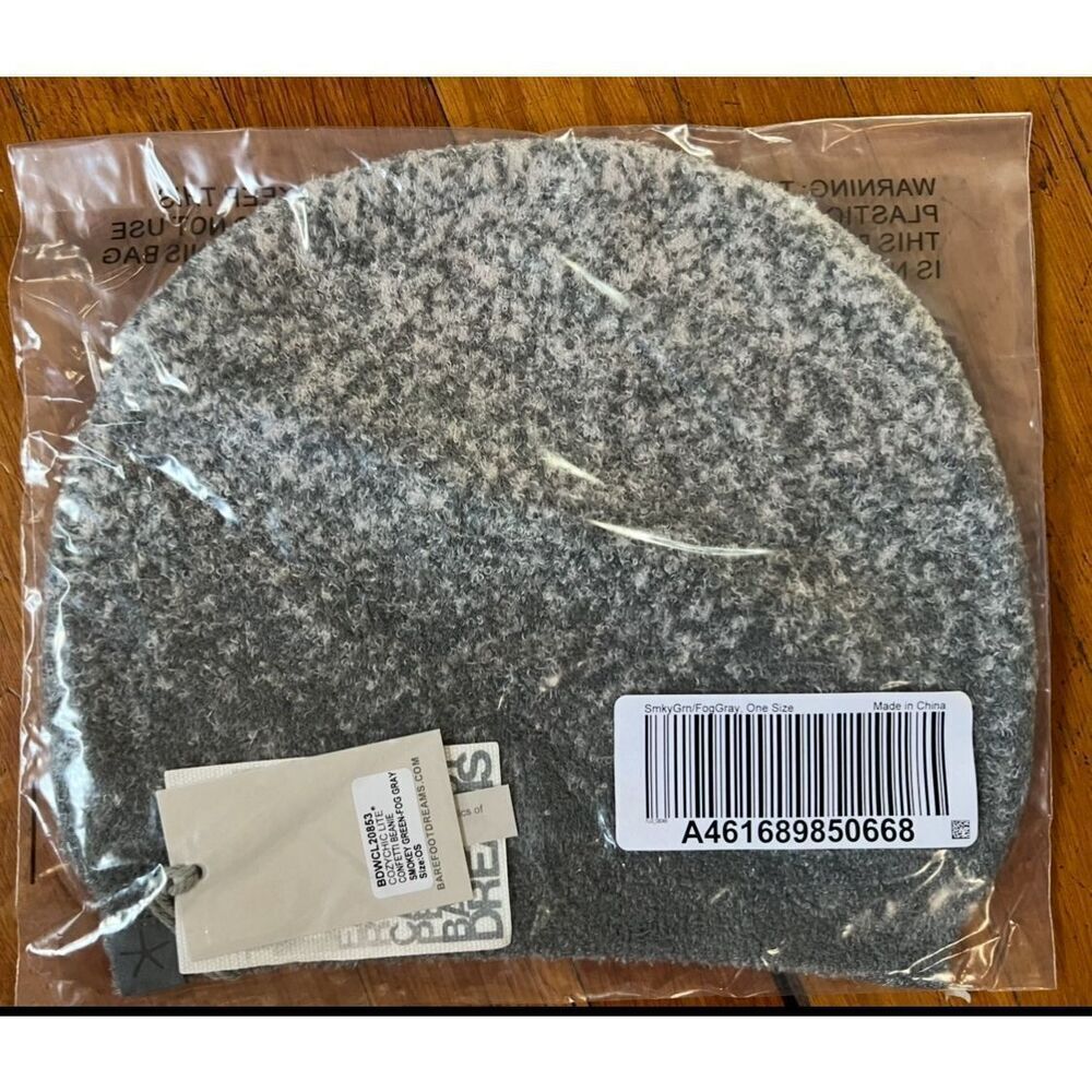 Barefoot Dreams Cozy Lite Confetti Beanie Smokey Green-Fog Gray Nwt O/S